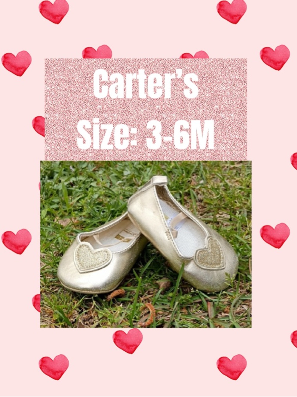 Baby Girl Metallic Gold Heart Ballet Flats